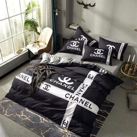 chanel logo bed set|Chanel comforter set queen.